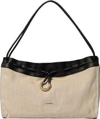 Coccinelle Stijlvolle Trekkoord Tote Tas - Dames - Schoudertassen - Beige - ONE Size - Leer - Tassen
