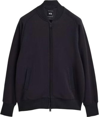 Yohji Yamamoto Black Zip-Up Track Jacket With Ribbed Details