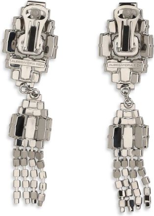 Alessandra Rich Womens Silver-Colored Crystal Drop Earrings Cry Silver Metal Metallic Metallised