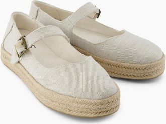 Toms Womens TOMS Carolina Mary Jane Textile Womens Natural Espadrilles - White - Size: 4