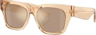 Burberry Bruine Vierkante Zonnebril met Spiegelglazen - Dames - Zonnebrillen - Bruin - 52 MM - Accessoires