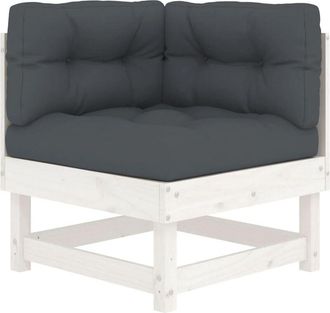 vidaXL Sof&aacute; Esquinero Con Cojines Madera Maciza De Pino Blanco Vidaxl