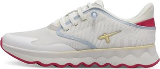 Tamaris Witte Gebreide Sneakers met Veters - Dames - Sneakers - Wit - 38 EU - Schoenen