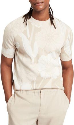 Ted Baker Baryn Floral Short Sleeve Sweater in Taupe at Nordstrom, Size 4