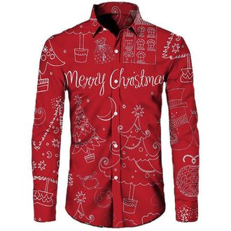 Generic Christmas Shirt Mens, Shirts For Men Long Sleeve, Xmas Shirt 3D Printed Santa Claus Graphic Casual Tshirts Blouse Outfits Regular Fit Hawaiian Costume
