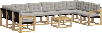 vidaXL Conjunto De Sof&aacute;s De Exterior 11 Uds. Blanco Y Gris Claro Vidaxl