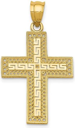 Diamond2Deal 14k Yellow Gold Greek Filigree Cross Pendant