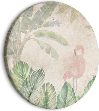 OEM Cuadro Redondo Artgeist Aves Flamencos 60x60 Cm Rosa