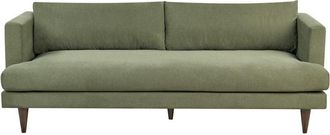 Beliani 3 Seater Fabric Sofa Living Room Modern Style Dark Wood Legs Green Jarpen