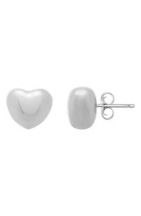 Karat Rush Rhodium Plated Sterling Silver Heart Stud Earrings in Rhodium White at Nordstrom Rack