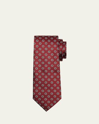 Ermenegildo Zegna Mens Woven Medallion Silk Tie