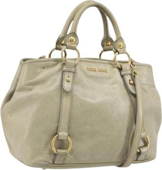 Miu Miu Pre-owned Handtas - Dames - Pre-owned - Beige - Maat: ONE Size Zijde