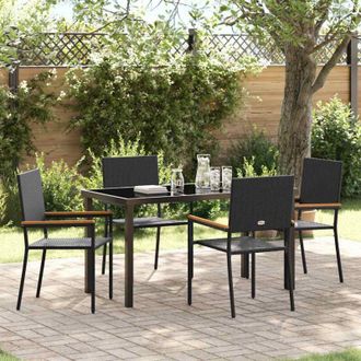 vidaXL Conjunto De Comedor De Jard&iacute;n 5 Pcs Negro Polirat&aacute;n Vidaxl