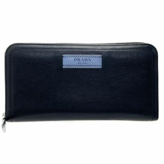 Prada Astrale Black Nero Leather Long Wallet (Bi-Fold) (Pre-Owned)