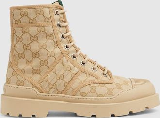 Gucci Mens Lug-sole Boot, Beige, Fabric
