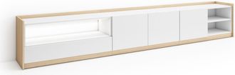 Skraut Home Skraut Home - Mueble Tv, Televisi&oacute;n, Muebles De Sal&oacute;n, Almacenaje, 310x37x50cm, Para Tv Hasta 80, Led, Estilo Moderno, Blanco Y Roble Soft