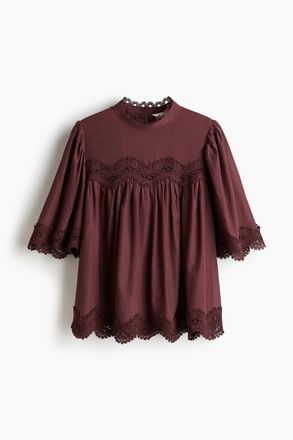H&M Bluse mit Spitzenborten - Red