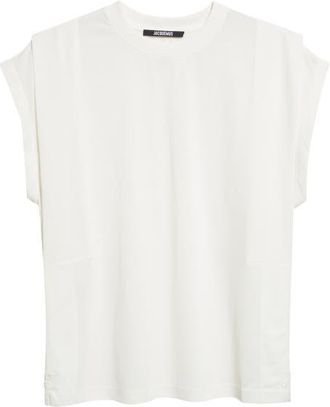Jacquemus The Ventadou Cap Sleeve T-Shirt in White at Nordstrom, Size Xx-Small