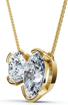 Pompeii3 2Ct Cushion and Oval Toi et Moi Diamond Pendant 14k Gold or Pt Lab Grown