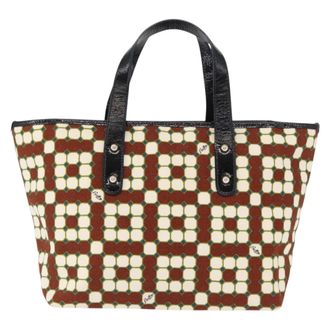 Bally Vintage Canvas Brown Canvas Handbag (Pre-Owned)
