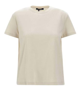 Max Mara Beige Solid Crew Neck T-Shirt