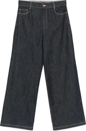 Max Mara Jeans, Dames, Blauw, S, Denim, Denim Wijde Pijp Broek