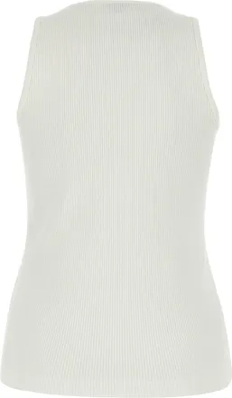 Bottega Veneta Womens Logo Tank Top White Cotton Elastane Sweater