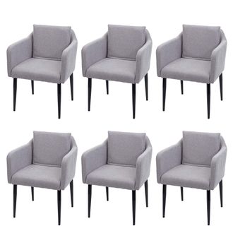 Hhg Hhg - Nunca Usado] Lote De 6 Silla De Comedor 734, Silla De Cocina Sill&oacute;n Silla, Tela/textil Gris Claro