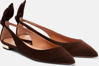Aquazzura Bow Tie suede ballet flats