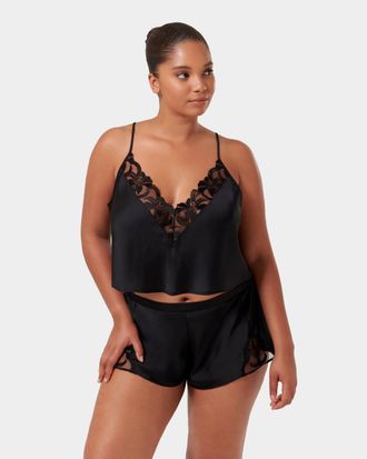 Bluebella Leonora Luxury Satin Cami and Short Set Black - Black / 2XL