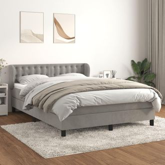 vidaXL Vidaxl - Cama Box Spring Con Colch&oacute;n Terciopelo Gris Claro 140x190 Cm