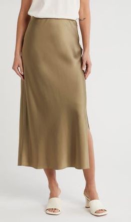 Vince Side Slit Satin Skirt in Artichoke at Nordstrom Rack, Size Large