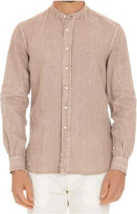 Aspesi Poeder Overhemden met Zichtbare Knoopsluiting - Heren - Casual Overhemden - Roze - XL - Linnen - Overhemden
