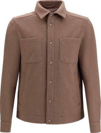 Herno Mens Jacket Snap-Button Dark Taupe Polyester