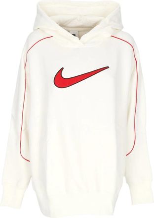 Nike Oversize Swoosh Hoodie Rood - Dames - Sportshirts - Wit - XS - Katoen - Fitness