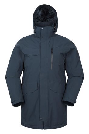 Mountain Warehouse Reid Mens Waterproof Lightweight Padded Jacket - Isotherm Coat with Lots Of Pockets - Spring Camping, Outdoors, Travelling & Hiking Navy S