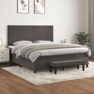vidaXL Vidaxl - Cama Box Spring Con Colch&oacute;n Terciopelo Gris Oscuro 160x200 Cm