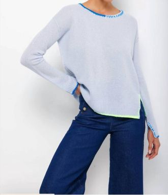 Lisa Todd Emembroidered Long Sleeve Sweater In Blue Multi