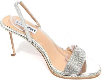 Steve Madden Jannis Zilveren Sandaal met Multi-Strass - Dames - Sandalen met hakken - Grijs - 37 1/2 EU - Schoenen