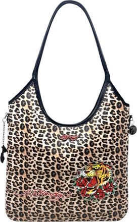 Ed Hardy Ed Hard Womens Faux Leather Tote Bag, Cheetah, One Size