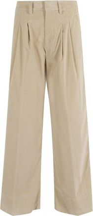 Dondup Beige Wide-Leg Chino Pants With Low-Rise Waist