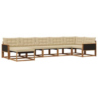vidaXL Conjunto De Sof&aacute;s De Exterior Con Coj&iacute;n 7 Pcs Natural Y Beige Vidaxl