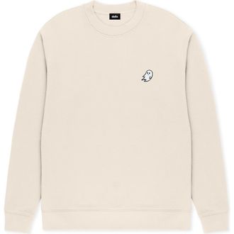 Dalix Ghost Relaxed Midweight Fleece Crewneck Sweatshirt in Ecru at Nordstrom, Size Xx-Large