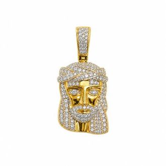 LuvMyJewelry Crowned in Light 10K Gold 0.25 Ct Diamond Jesus Pendant in 10K Yellow Gold at Nordstrom