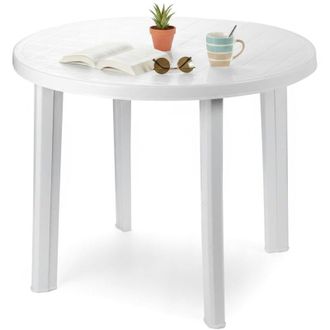Dmora Dmora - Tavolo da esterno 0, Tavolo rotondo, Tavolo da giardino multiuso, 100% Made in Italy, Cm 90x90h72, Bianco