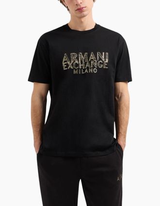 Armani Mens Armani Exchange Mens T-Shirts Milano Logo Top - Multi/Black - Size: 46