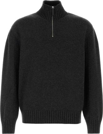 Ferragamo Dark Grey Zip Up Sweater