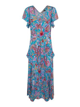 Rixo Evie Dress Cara Floral Turquoise