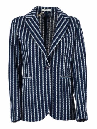 Circolo 1901 Long Textured Vertical Stripe Slim Jacket