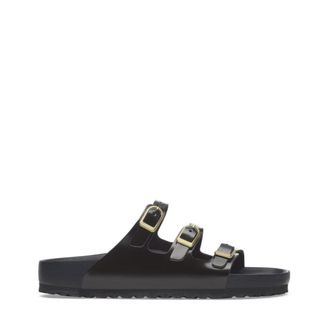 Birkenstock Slider Smalle Pasvorm - Dames - Sandalen - Zwart - 41 EU - Leer - Schoenen